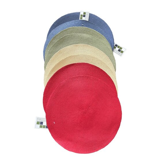 Set of 8 Fallani & Cohn 15" Paper Placemat Red, Sage, Blue, Cream New - Picture 1 of 7
